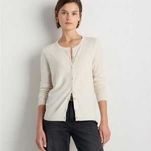 Quince Ivory Cashmere Button-Up Cardigan